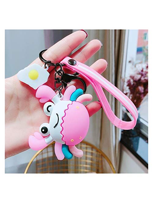 JSJJAWS Cute Pendant Key Chain Creative PVC Cartoon Crab Key Chain Cute Keychains Women Bag Car Keyring Childrens Gift Bag Pendant Gift Fashion Gift (Color : Pink)