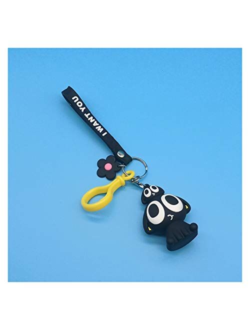 Zfwlkj Keychain Epoxy Cartoon Key Button Couples Bag Ornament Key Ring Automobile Hanging Ornament Key Chain (Color : Luo Black 2)