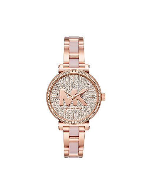 Michael Kors Women's Sofie Quartz Watch with Stainless-Steel-Plated Strap, Rose Gold, 14 (Model: MK4336)