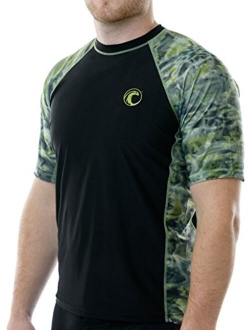 Aqua Design Mens Short Sleeve Rash Guard Shirt: Surf Swim Rashguard Shirts