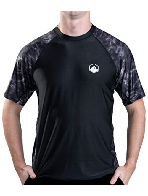 Aqua Design Mens Short Sleeve Rash Guard Shirt: Surf Swim Rashguard Shirts