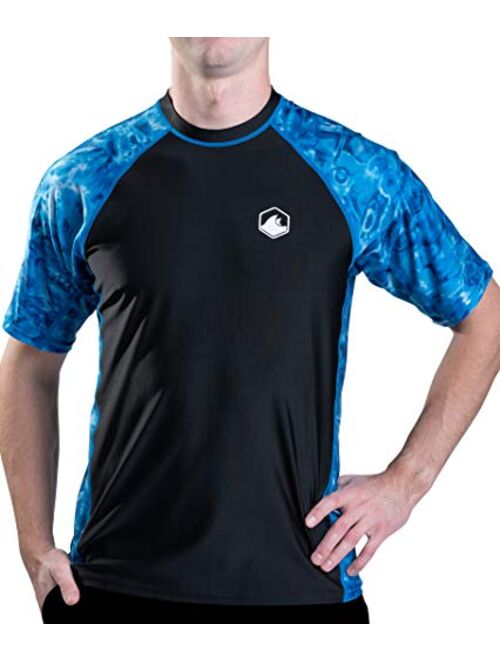 Aqua Design Mens Short Sleeve Rash Guard Shirt: Surf Swim Rashguard Shirts