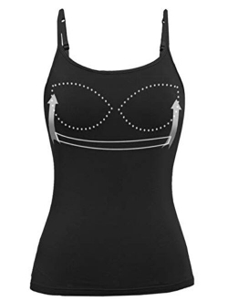 Womens Tank Tops Adjustable Strap Camisole with Built in Padded Bra Vest Sleeveless Layer Top 3 Packs