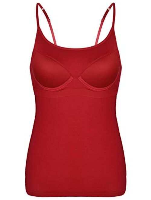 Womens Tank Tops Adjustable Strap Camisole with Built in Padded Bra Vest Sleeveless Layer Top 3 Packs