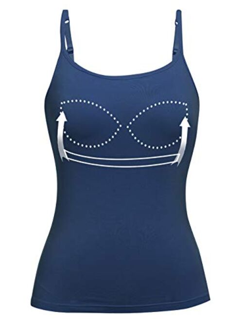 Womens Tank Tops Adjustable Strap Camisole with Built in Padded Bra Vest Sleeveless Layer Top 3 Packs