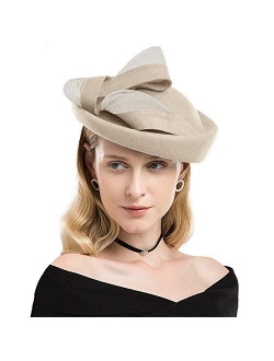 Wool Fascinator Wedding Cocktail Church Hat Fedora Formal Pillbox Cap Bow