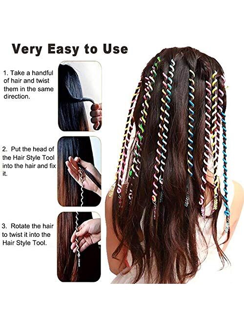 18 Pcs Hair Styling Twister Clip for Girl Women,ZXK CO Braided Rubber Hair Band Twist Barrette Spiral Spin Hair Tool Accessories Elastic Hair Rope Cute Hairband