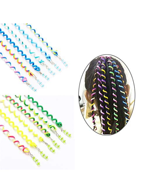 ThEast Girls Hair Styling Twister Clip, Women Hair Braider DIY Tool Accessories, Hair beads for braids for girls 12PCS (A)