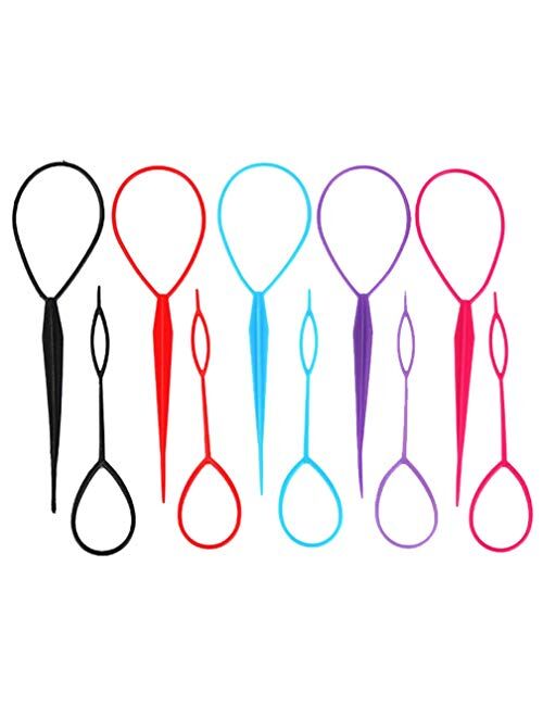 Hair Braid Accessories Ponytail Maker, 5 Pairs Plastic Topsy Hair Tail Tools French Braid Accessories Loop Hair Kit for Hair Styling