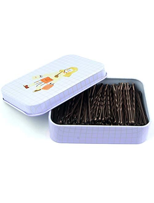 Hair Bobby Pins Black/Brown/Blonde with Cute Case, 200 CT Bobby Pins for Buns, Premium Hair Pins for Kids, Girls and Women, Great for All Hair Types, 2.16 Inches (Black)