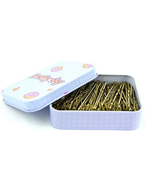 Hair Bobby Pins Black/Brown/Blonde with Cute Case, 200 CT Bobby Pins for Buns, Premium Hair Pins for Kids, Girls and Women, Great for All Hair Types, 2.16 Inches (Black)