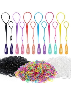 Ahier 4 Pairs Topsy Tail Hair Tool, Topsy Tail, Hair Braid Accessories Ponytail Maker ,French Braid Tool Topsy Tail Loop Hair Kit