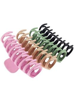 TOCESS Big Hair Claw Clips 4 Inch Nonslip Large Claw Clip for Women and Girls Thin Hair, Strong Hold Hair Clips for Thick Hair, 4 Color Available (4 Packs)