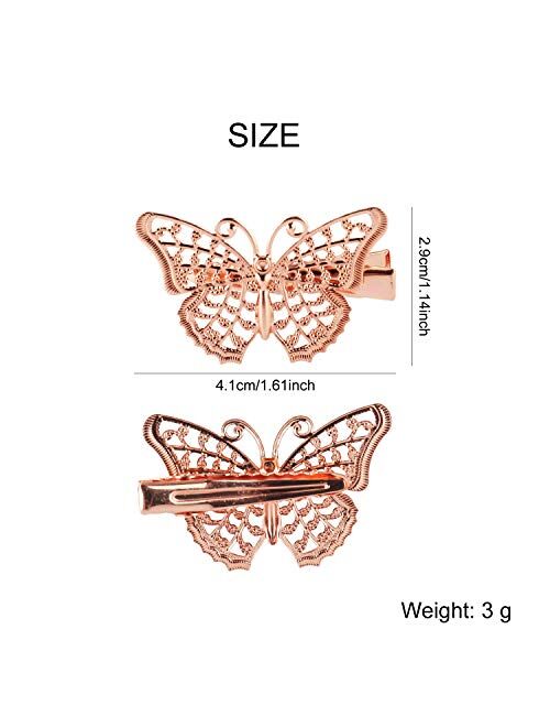 20 Pack Gold Silver Bronze Retro 90S Fancy Metal Butterfly Hair Clips Mini Small Claw Hairclips Alligator Barrettes Clamps Head Accessories Hair Styling Bows for Kids Tee