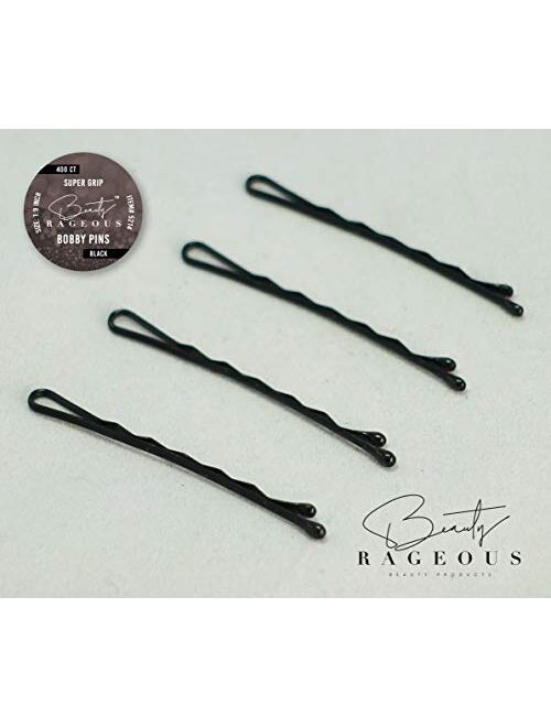 Super Grip Black Bobby Pins - 400 Ct - Handy Reusable Tin