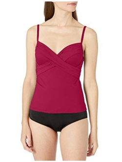 Women's Island Goddess Over The Shoulder Wrap Tankini Swimsuit Top