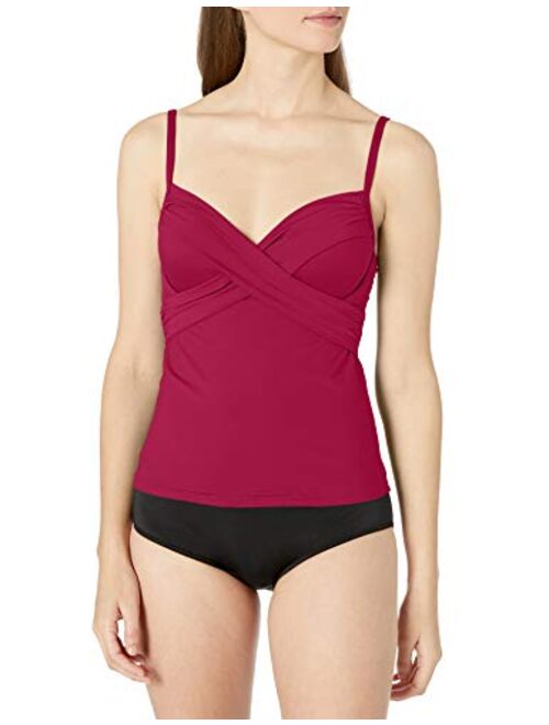 La Blanca Women's Island Goddess Over The Shoulder Wrap Tankini Swimsuit Top