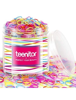 Clear Elastic Hair Bands, Teenitor 2000pcs Mini Hair Rubber Bands with a Box, Soft Hair Elastics Ties Bands 2mm in Width and 30mm in Length