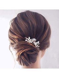 Jakawin Bride Wedding Pearl Hair Pins Bridal Hair Accessories Silver Hair Piece for Women and Girls HP065 (Silver)