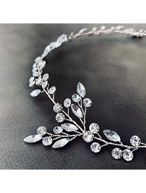 Jakawin Bride Crystal Wedding Hair Vine Silver Bridal Hair Piece Rhinestone Hair Accessories for Women and Girls HV113 (Silver)