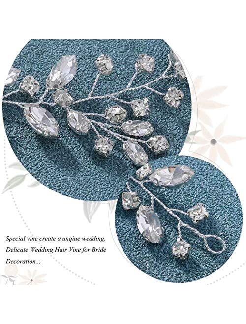 Jakawin Bride Crystal Wedding Hair Vine Silver Bridal Hair Piece Rhinestone Hair Accessories for Women and Girls HV113 (Silver)