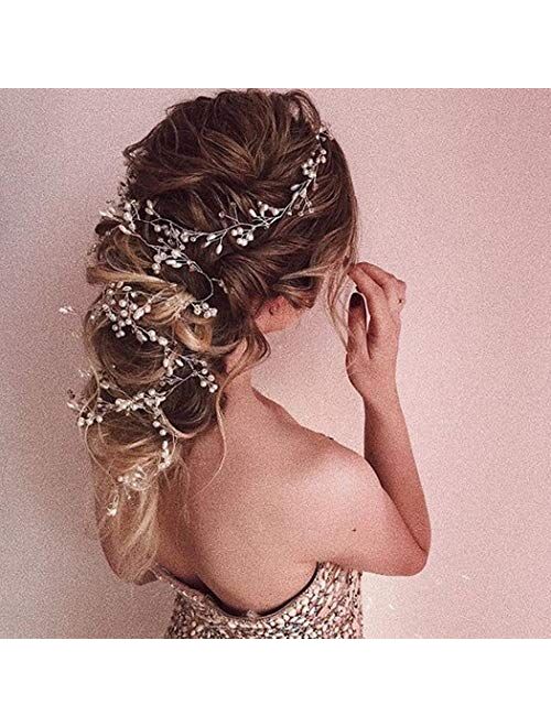 Artio Bride Wedding Hair Vine Accessory Beaded Hair Piece Bridal Headpiece for Bride HV-580