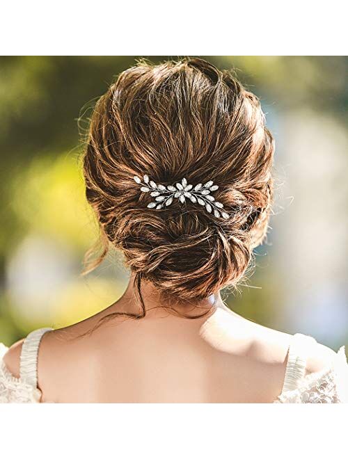 Unicra Bride Wedding Crystal Hair Pins Bridal Hair Pieces Wedding Hair Accessories for Women and Girls (Rose Gold)