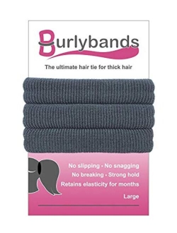 Burlybands Large Hair Ties for Thick Heavy or Curly Hair. No Slip No Damage Seamless Ponytail Holders Scrunchies Sports Thick Hair Ties (Brown 8 Pcs)