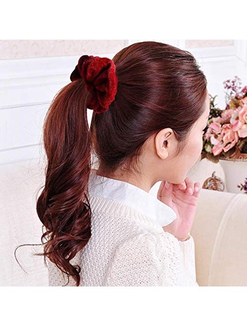 65 Pcs Hair Scrunchies Velvet Hair Scrunchies Silk Scrunchies Chiffon Flower Scrunchies Elastic Hair Ties Ropes Scrunchie for Women or Girls Hair Accessories for Christma