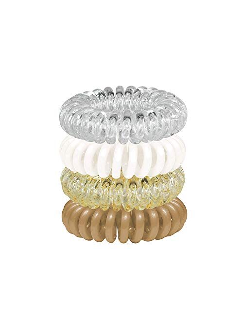 Kitsch Spiral Hair Ties, Coil Hair Ties, Phone Cord Hair Ties, Hair Coils - 4 Pcs, Blonde