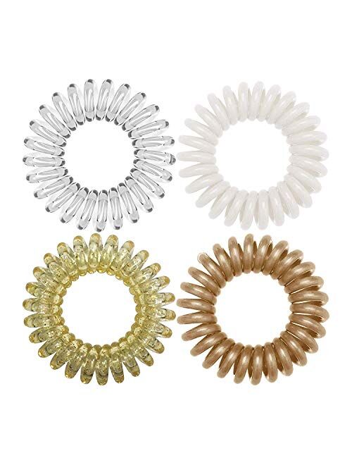 Kitsch Spiral Hair Ties, Coil Hair Ties, Phone Cord Hair Ties, Hair Coils - 4 Pcs, Blonde