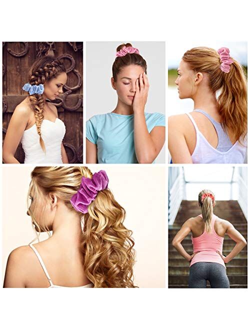 40 Pcs Hair Scrunchies Velvet Elastic Hair Bands Scrunchy Hair Ties Ropes Scrunchie for Women or Girls Hair Accessories - 40 Assorted Colors