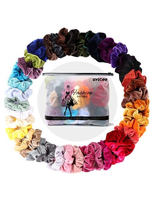 40 Pcs Hair Scrunchies Velvet Elastic Hair Bands Scrunchy Hair Ties Ropes Scrunchie for Women or Girls Hair Accessories - 40 Assorted Colors