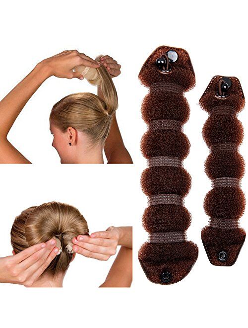 GoldRose 2 pcs Bun Maker Magic Hair Styling Tool (Brown)