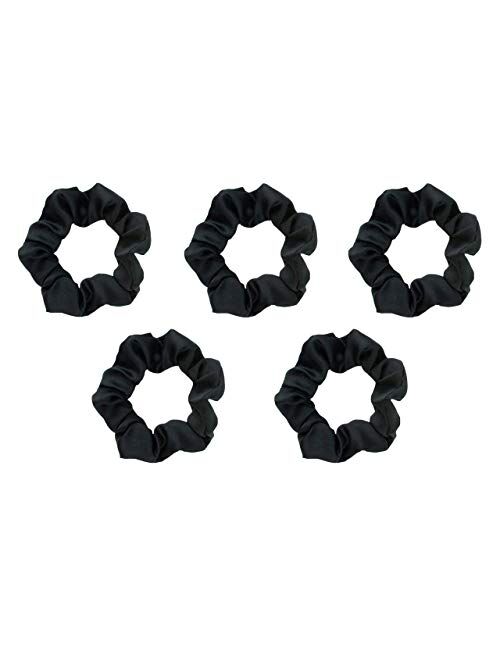 Kitsch Pro Satin Scrunchies, Hair Scrunchies for Frizz Prevention, Satin Hair Ties for Breakage Prevention and Gentle Style Preservation, 5 Pack, Black