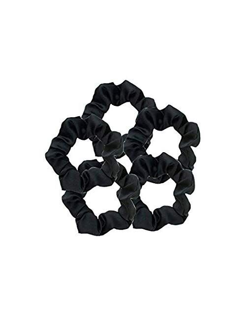 Kitsch Pro Satin Scrunchies, Hair Scrunchies for Frizz Prevention, Satin Hair Ties for Breakage Prevention and Gentle Style Preservation, 5 Pack, Black