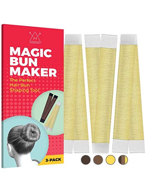 Hawwwy 3-Piece Hair Bun Maker, Easy Fast Snap Roll Bun Tool, Original Magic Bun Tool, Donut Hair, Perfect Bun Makers, French Twist Donuts for Updos Kids Women Ballerina B