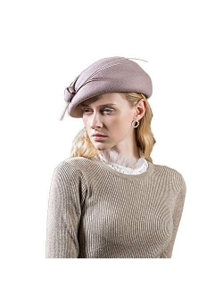 Wool Fedora Women Hats Pillbox Fascinator Church Felt Hat Wedding Beret Cap