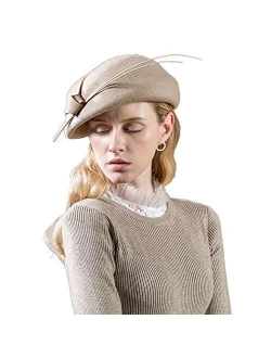 Wool Fedora Women Hats Pillbox Fascinator Church Felt Hat Wedding Beret Cap