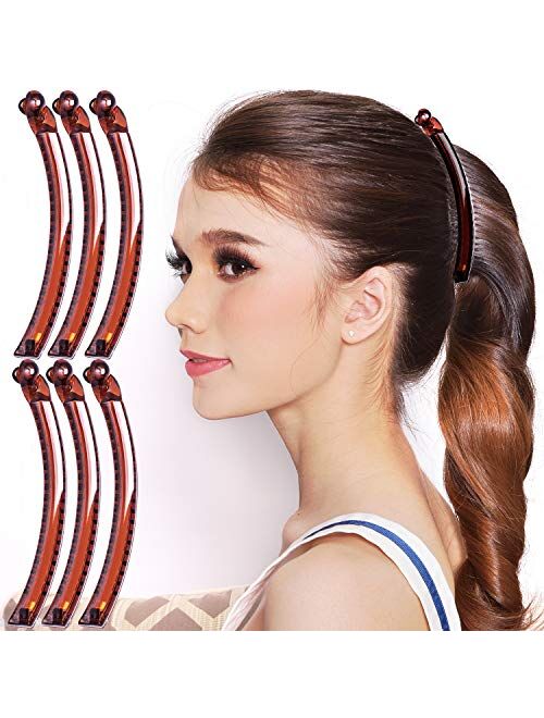 RC ROCHE ORNAMENT 6 Pcs Womens Thin Banana Ponytail Maker Holder Cute Secure Grip Hair No Slip Girls Ladies Beauty Fashion Accessory Clamp Clasp Clip, Medium Classic Mult