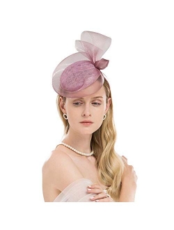 FADVES Women Sinamay Pillbox Fascinators Wedding Bridesmaid Tea Party Kentucky Derby Hat