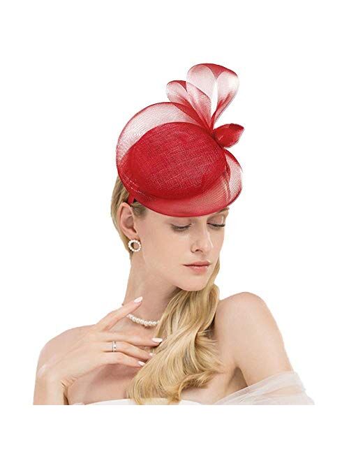 F Fadves FADVES Women Sinamay Pillbox Fascinators Wedding Bridesmaid Tea Party Kentucky Derby Hat