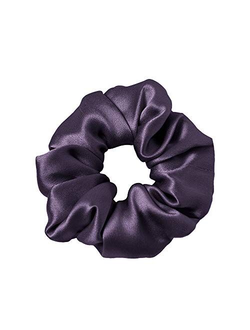 LilySilk 100% Silk Scrunchies for Hair Coffee 19 Momme Pure Mulberry Silk Hair Ties Ropes for Women Girls Elasctic Soft