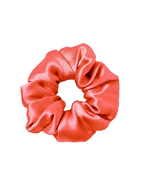 LilySilk 100% Silk Scrunchies for Hair Coffee 19 Momme Pure Mulberry Silk Hair Ties Ropes for Women Girls Elasctic Soft