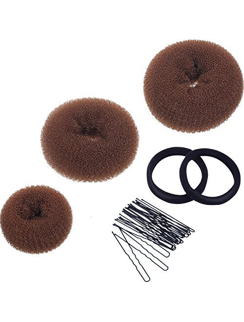 Mudder 3 Pieces Donut Bun Maker Hair Bun Maker Ring Style Bun Maker Set for Chignon Hair Includes Large, Medium and Small (Blonde)