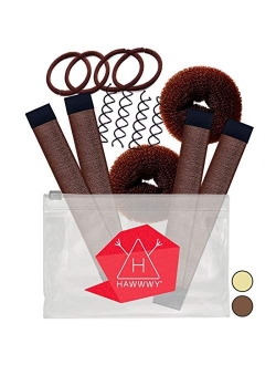 Hawwwy 12-piece Hair Bun Maker, Easy & Fast Small Bun Tool Best Sellers Kit Short or Thin Hair Women Girls Kids Toddler Perfect Ballet Sock Accessory Blonde (2 Donuts +2 