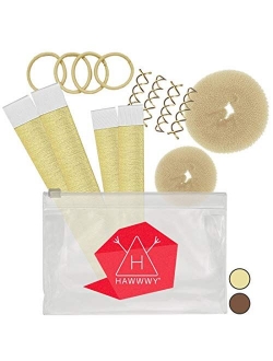 Hawwwy 12-piece Hair Bun Maker, Easy & Fast Small Bun Tool Best Sellers Kit Short or Thin Hair Women Girls Kids Toddler Perfect Ballet Sock Accessory Blonde (2 Donuts +2 