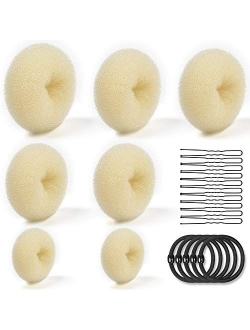 Donut Bun Maker, TsMADDTs Hair Ring Style Bun Maker Set with 7pcs Hair Bun Makers 5pcs Hair Elastic Bands 20pcs Hair Pins Dark Brown