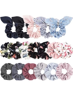 Jaciya 18 Pack Scrunchies for Hair, Cute Scrunchies Women Hair Scrunchies Chiffon Flowers Elastic Hair Bands Scrunchy Hair Ties Ropes Scrunchie Hair Scrunchies Chiffon Ha