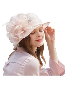 Womens Hat Cloche Church Derby Dress Hat Fascinator Floral Tea Party Hats